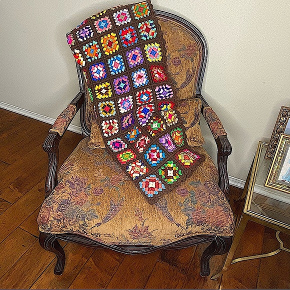 Source Unknown Other - Knit Multi-color Crochet Quilt